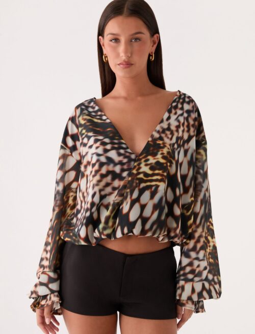 Isolde Top - Leopard Hibiscus